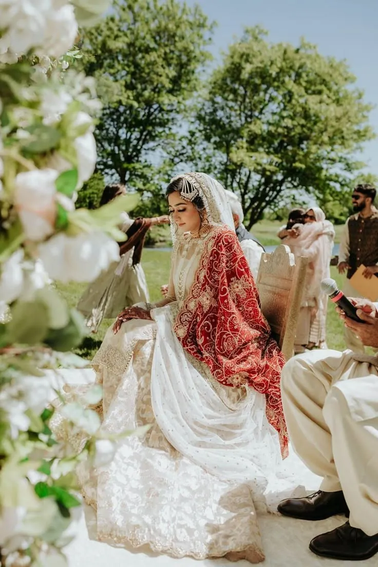 Bride and groom in traditional wedding ritual